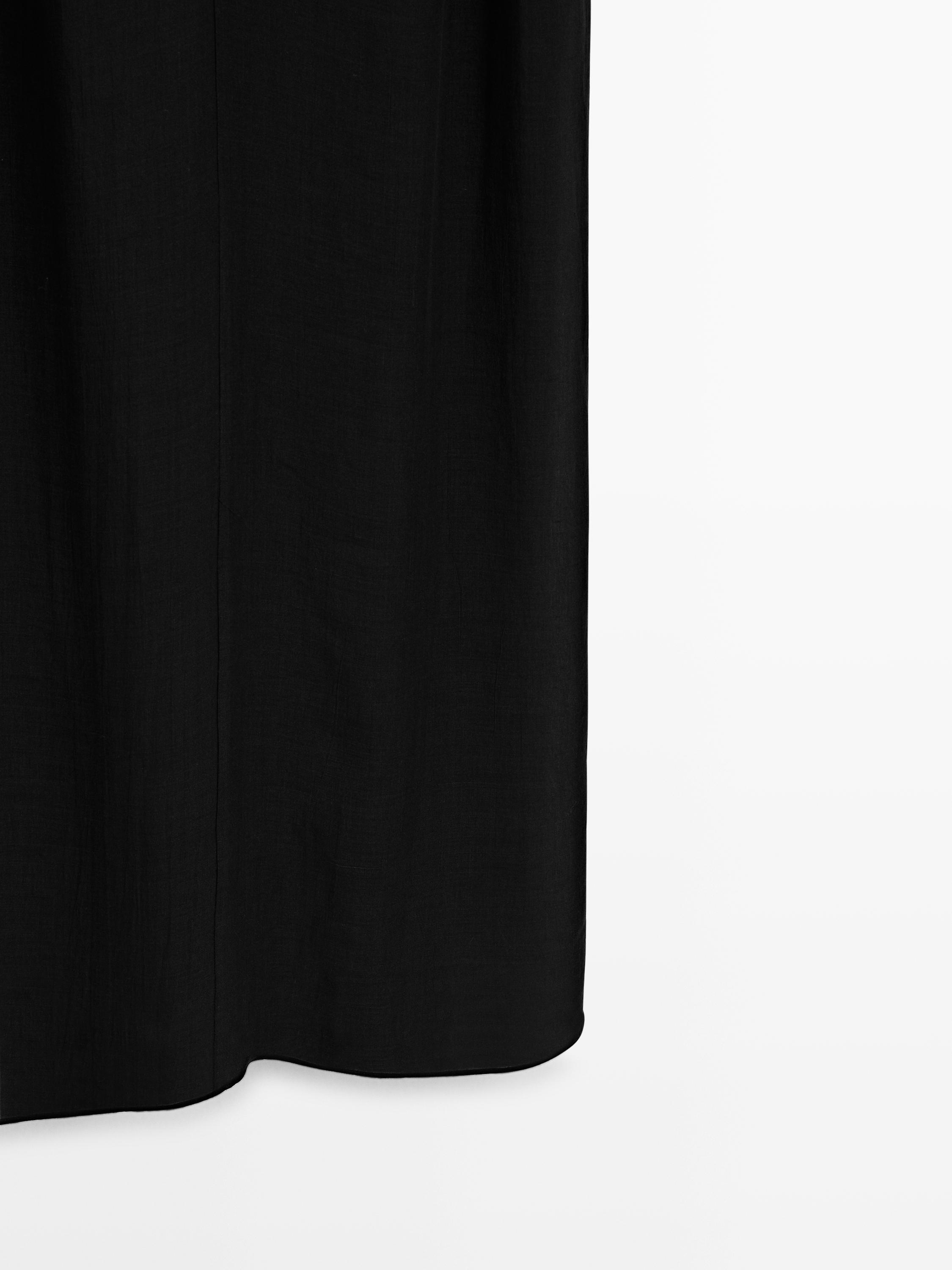 Robe midi à bretelles en ramie
